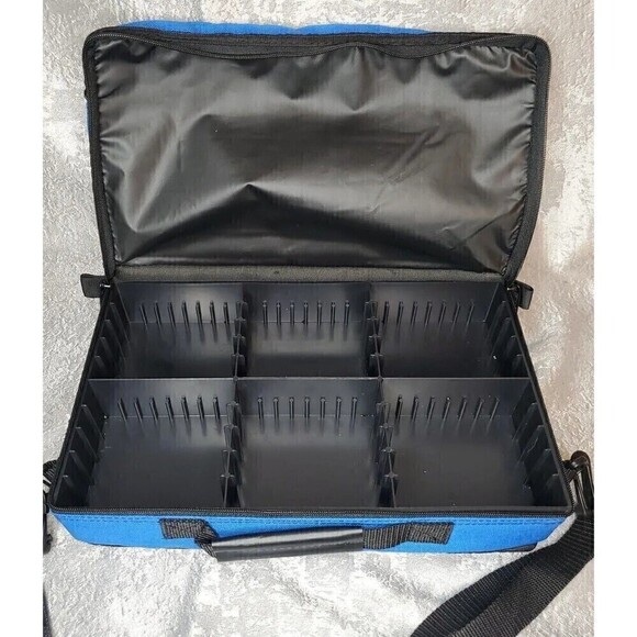 VTG LEBO Cassette Holder Padded Removeable Shell/Strap Blue Zip Pocket Holds 30 - Picture 6 of 13